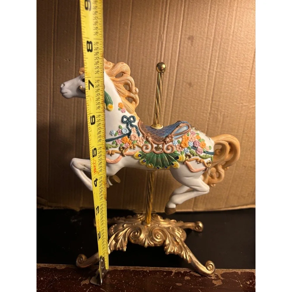 VINTAGE GIFTEC Porcelain Carousel Horse Brass Stand